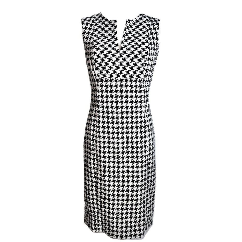 Calvin Klein Women's Houndstooth Sheath Dress Black Size 8 Sleeveless